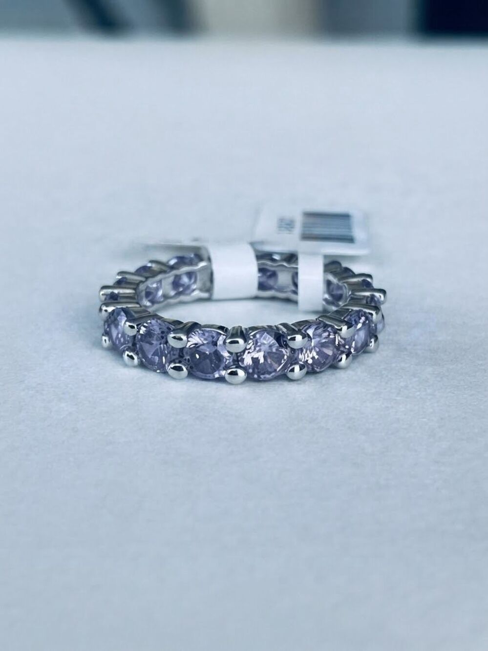 Stunning Lavender Amethyst Eternity Ring Sterling Silver Faceted Gemstone Band 7